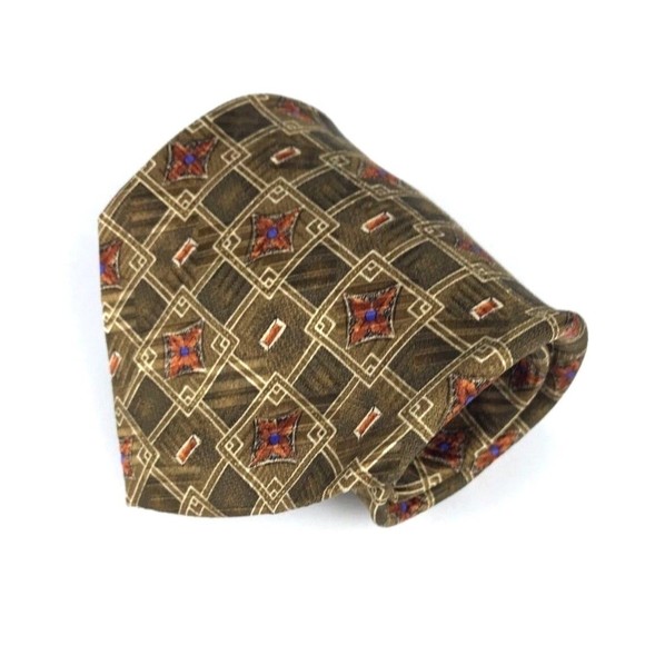 Robert Talbott Tie 100% Silk Handmade Brown Orange Foulard Elegant Necktie 56" - Picture 2 of 7